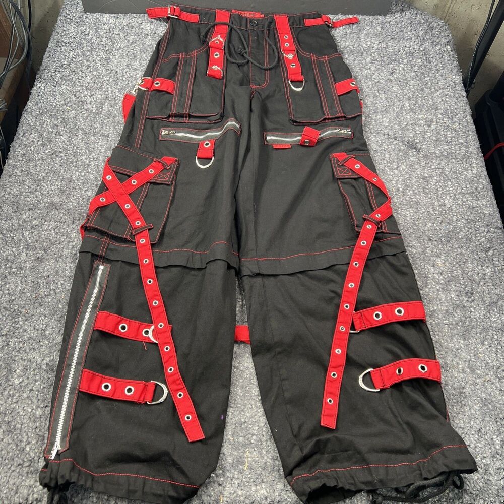 Tripp NYC Daang Goodman Black and Red Grunge Baggy Bondage Pants Mens XL